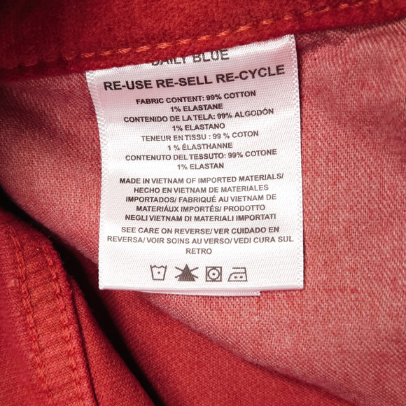 NWT Daily Blue Manya Organic Cotton Velveteen Denim Jeans Sz. 25 Swing [Ruby] - Picture 8 of 13